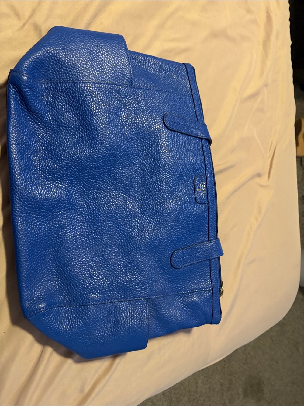 Men's Blue Leather Weekend Duffel Bag
